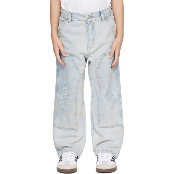  Mm6 Maison Margiela Kids Blue Distressed Jeans 