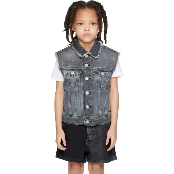  Mm6 Maison Margiela Kids Gray Frayed Denim Vest 