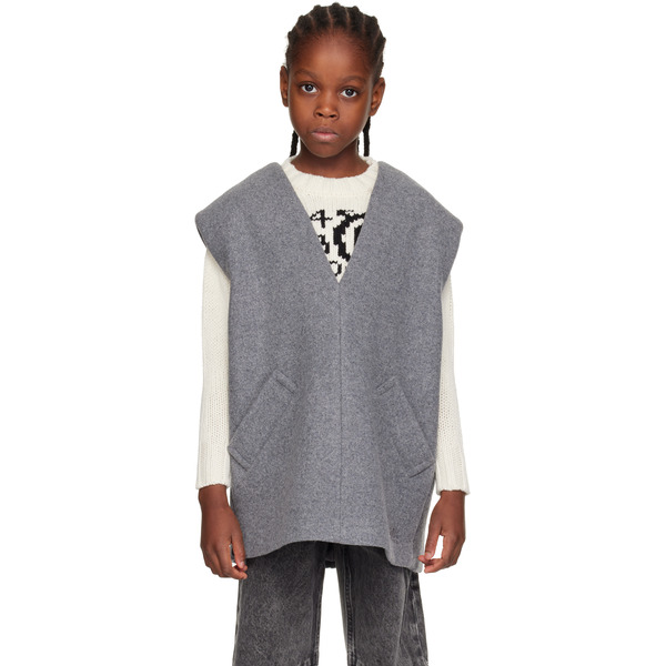  Mm6 Maison Margiela Kids Gray V-neck Vest 