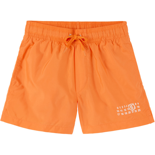  Mm6 Maison Margiela Kids Orange Logo Swim Shorts 
