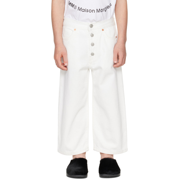  Mm6 Maison Margiela Kids White Faded Jeans 