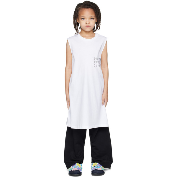  Mm6 Maison Margiela Kids White Logo Tank Dress 