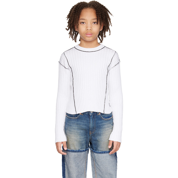  Mm6 Maison Margiela Kids White Pinched Seam Sweater 