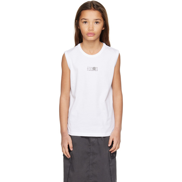  Mm6 Maison Margiela Kids White Printed-logo Tank Top 