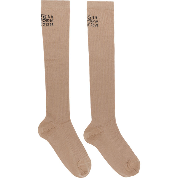  Mm6 Maison Margiela Tan Knee-high Socks 