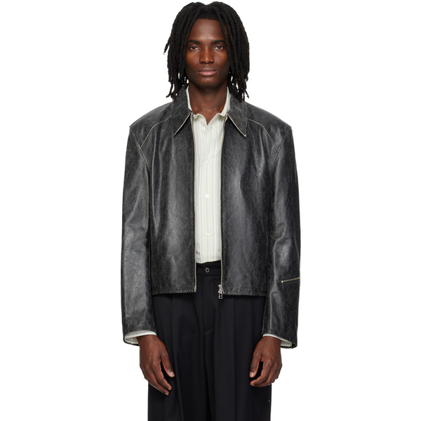  Mmic Gray Vapor Leather Jacket 