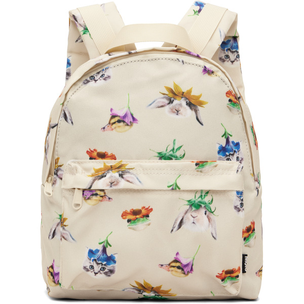  Molo Kids Off-white Floral Animal Backpack 