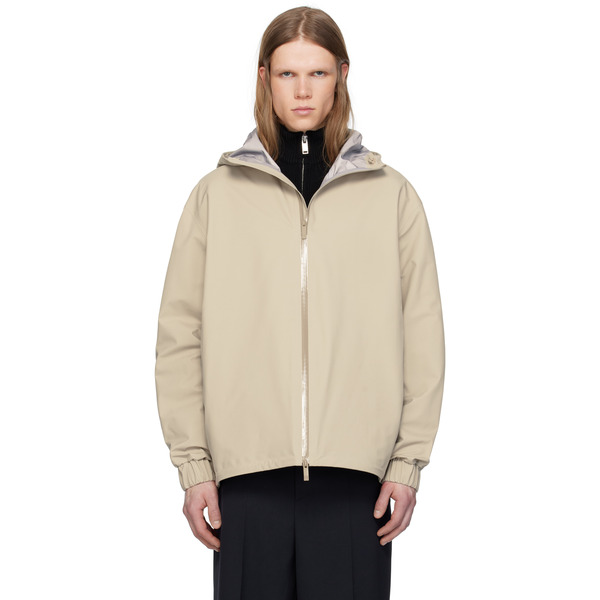  Moncler Beige Bise Hooded Rain Jacket 