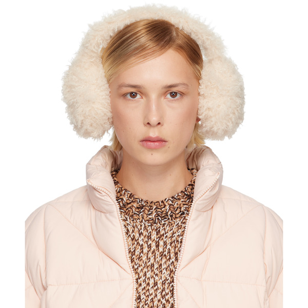  Moncler Beige Logo Ear Muffs 