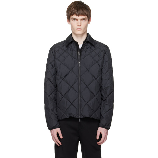  Moncler Black Atria Diamond-quilted Shirt Down Jacket 