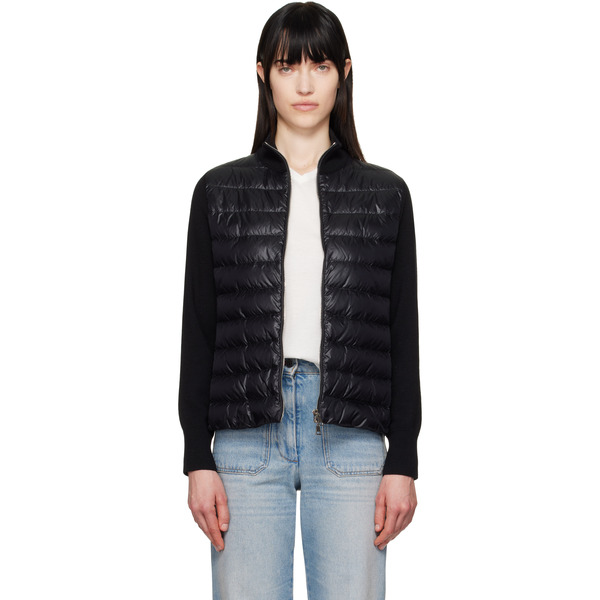  Moncler Black Padded Wool Zip-up Down Jacket 