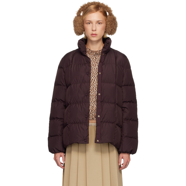  Moncler Burgundy Cochevinne Square-quilted Short Down Jacket 