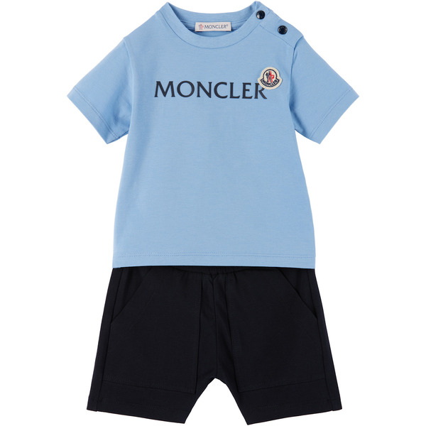  Moncler Enfant Baby Blue Logo T-shirt & Shorts Set 