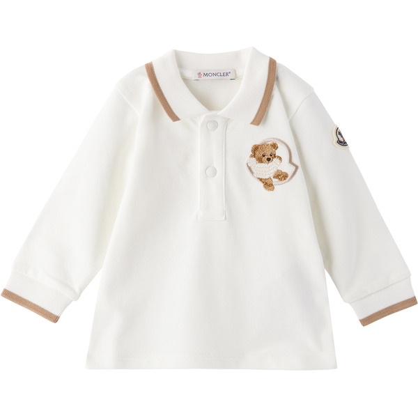  Moncler Enfant Baby White Embroidered Polo 