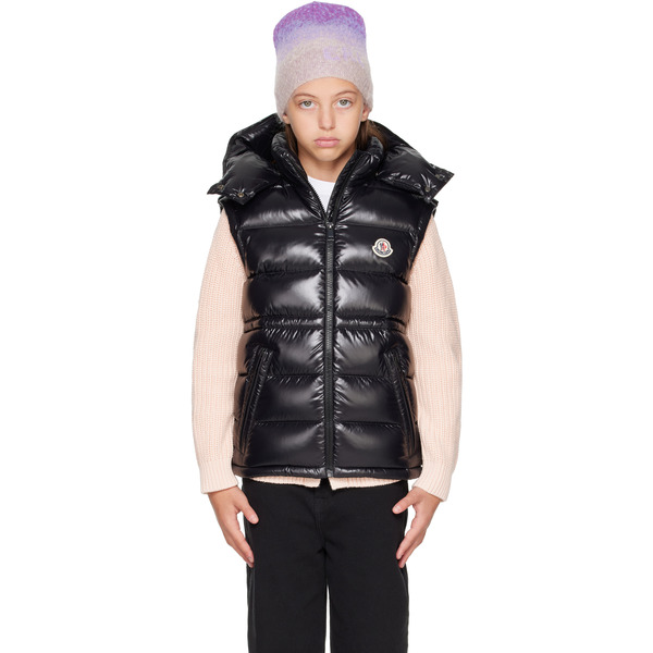  Moncler Enfant Big Kids Black Ania Hooded Down Vest 