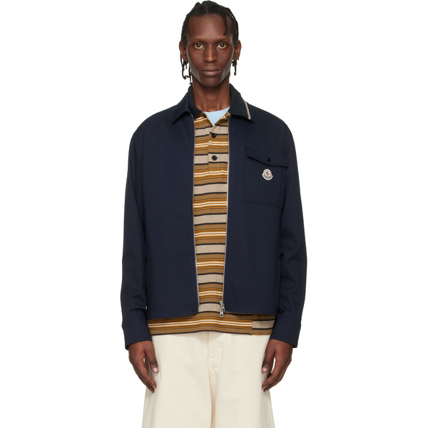  Moncler Navy Cotton Blend Gabardine Shirt Jacket 