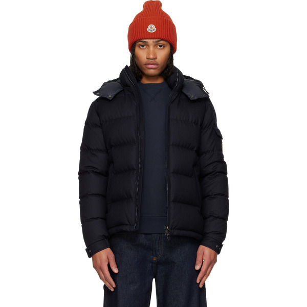  Moncler Navy Montgenevre Hooded Wool Flannel Short Down Jacket 