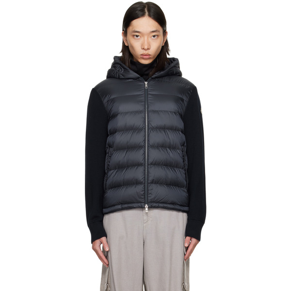  Moncler Navy Padded Wool Zip-up Down Hoodie 
