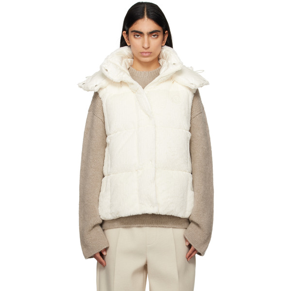  Moncler Off-white Luzule Faux-fur Down Vest 