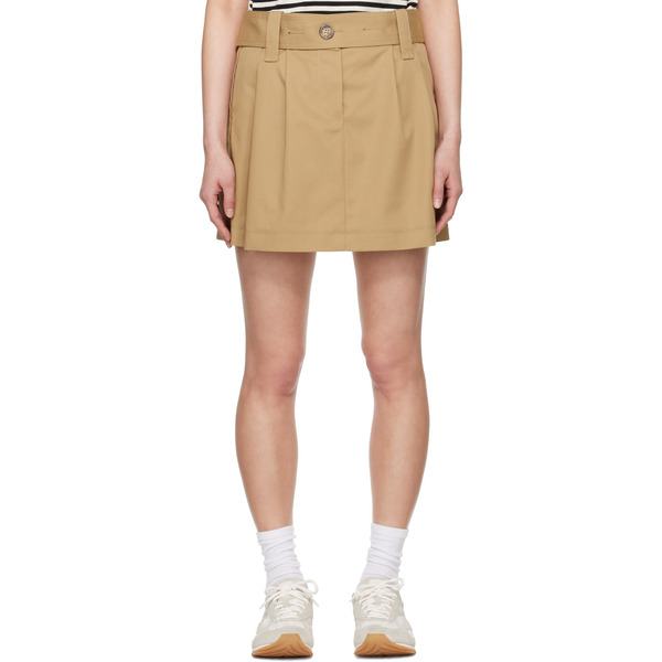 Moncler Tan Pleated Miniskirt 