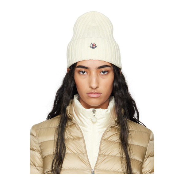  Moncler White Wool Beanie 