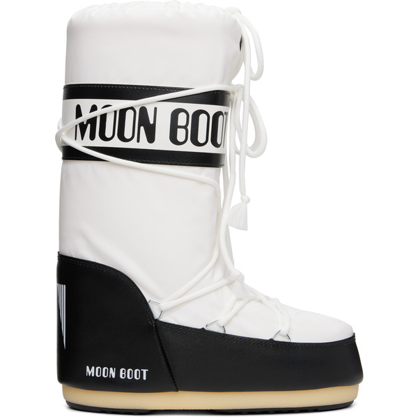  Moon Boot White & Black Icon Nylon Boots 