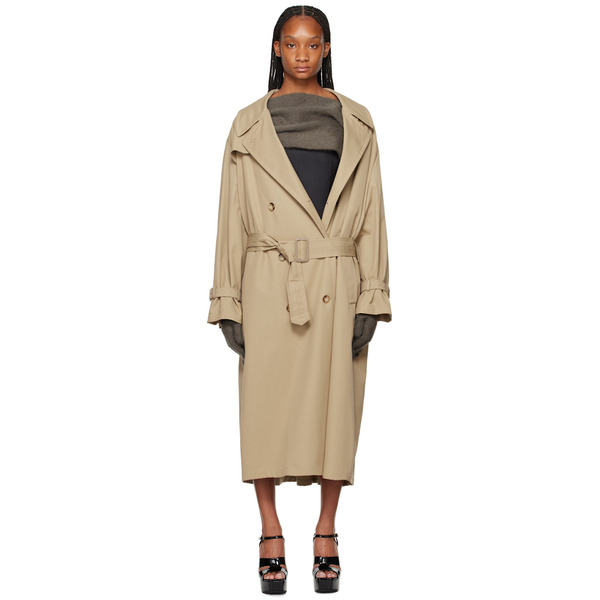 Moschino Beige Notched Lapel Trench Coat 