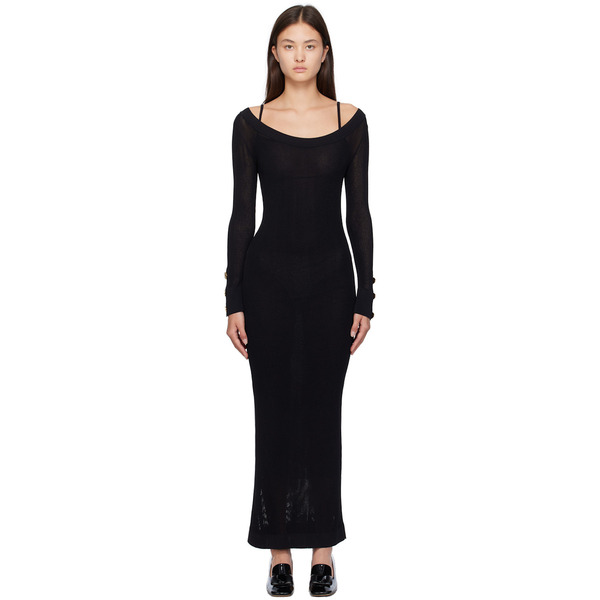  Moschino Black Semi-sheer Maxi Dress 