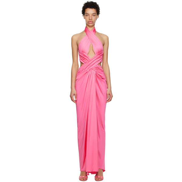  Moschino Pink Draped Maxi Dress 