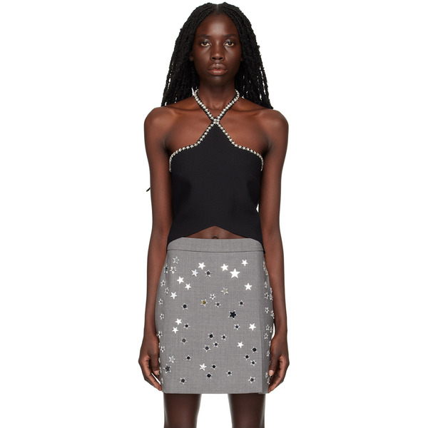  Msgm Black Star Halter Top 