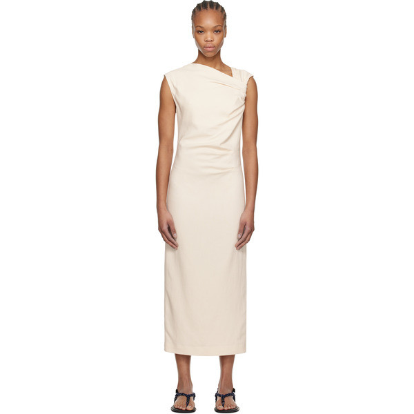  Msgm Off-white Twisted Midi Dress 