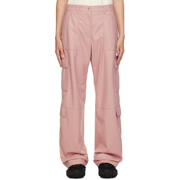  Msgm Pink Cargo Pockets Faux-leather Trousers 