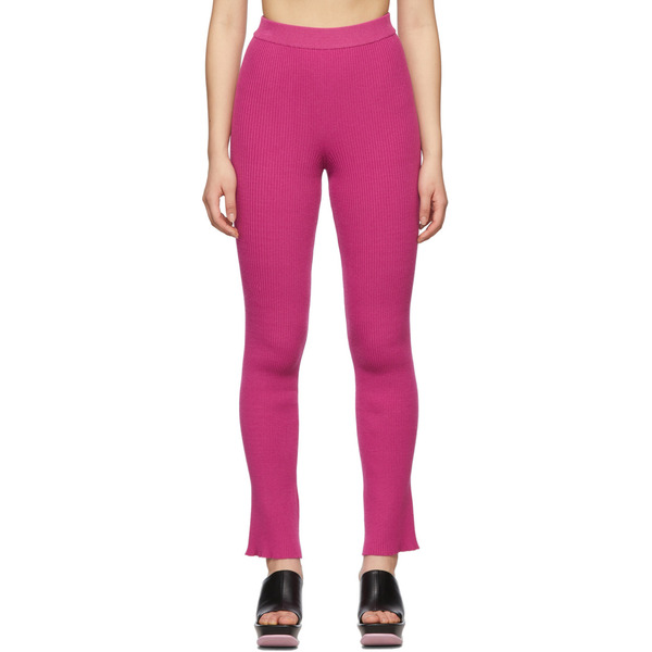  Msgm Pink Ribbed Straight Leg Pants 