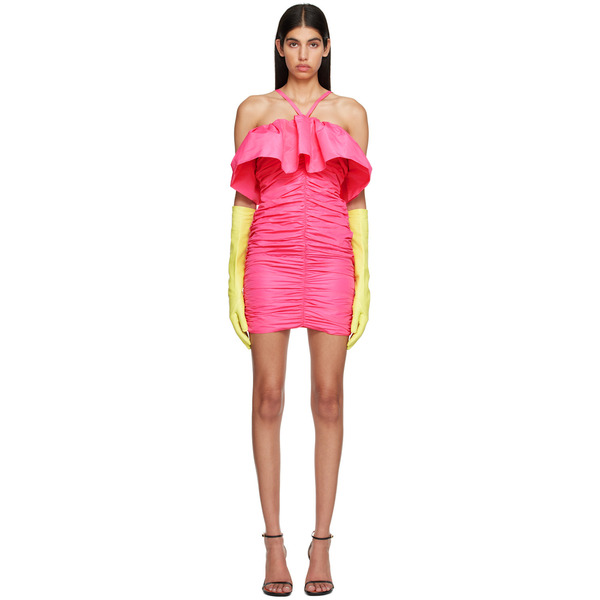  Msgm Pink Ruched Minidress 