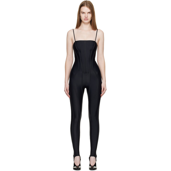  Mugler Black Boned Stretch Catsuit 