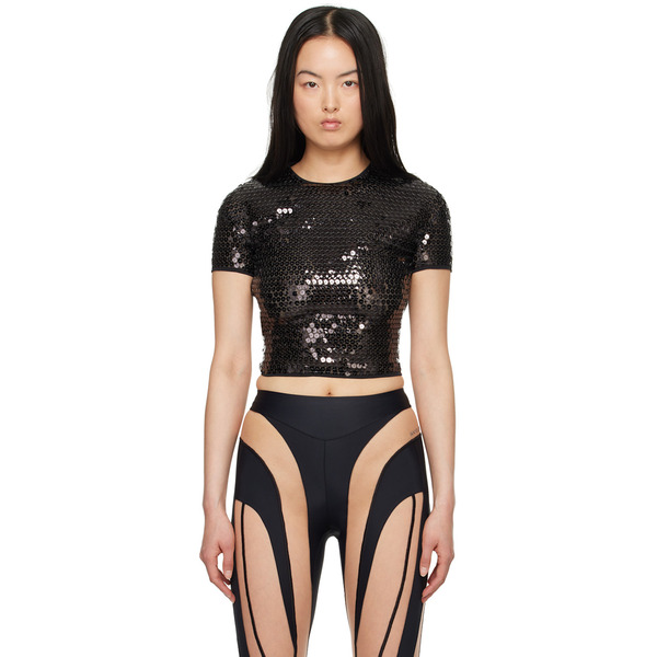  Mugler Black Cropped T-shirt 