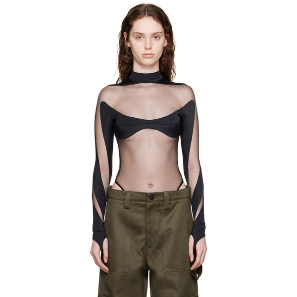  Mugler Black Illusion Bodysuit 
