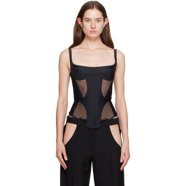  Mugler Black Illusion Tank Top 
