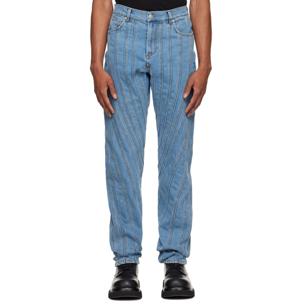  Mugler Blue Spiral Jeans 