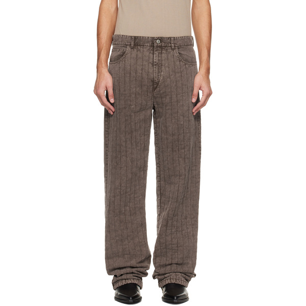  Mugler Brown Quilted Twill Trousers 