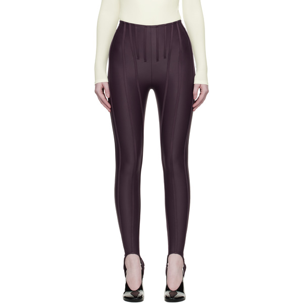  Mugler Burgundy Corseted Leggings 