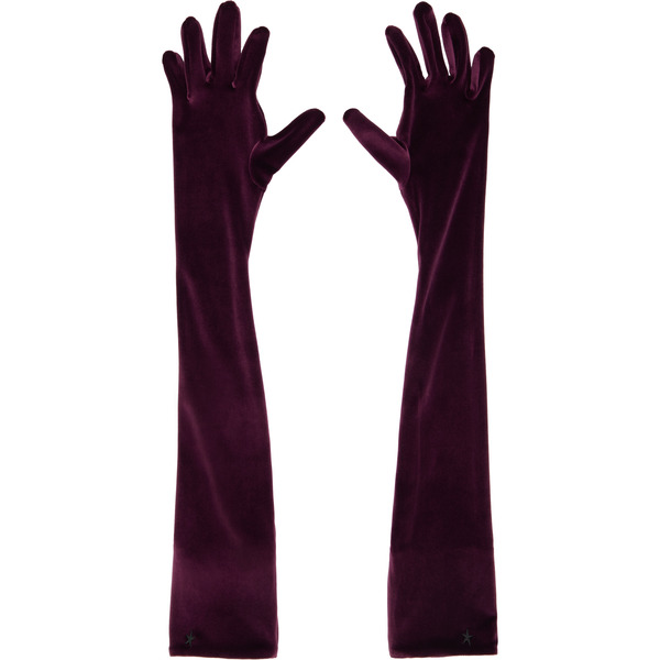  Mugler Burgundy Velour Gloves 