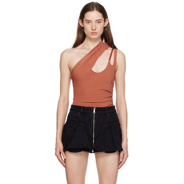  Mugler Pink Asymmetric Bodysuit 