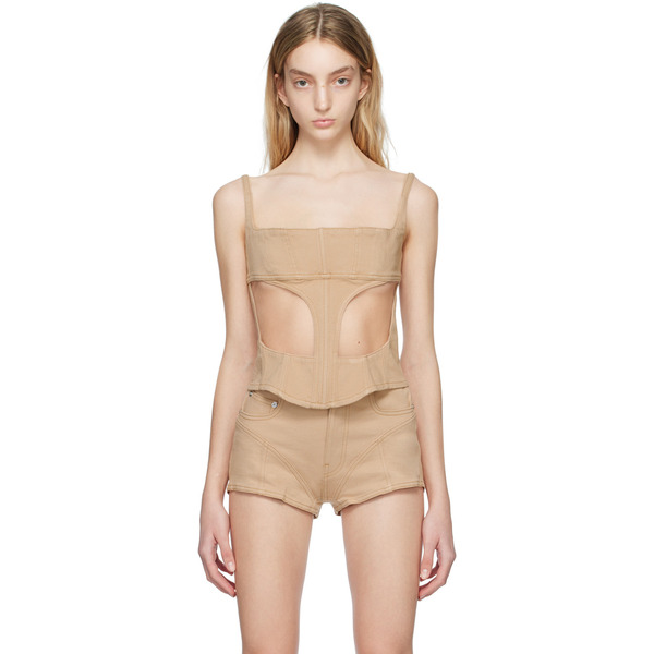  Mugler Ssense Exclusive Beige Tank Top 