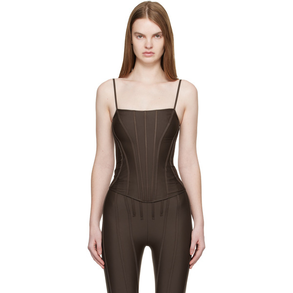  Mugler Ssense Exclusive Brown Corseted Top 