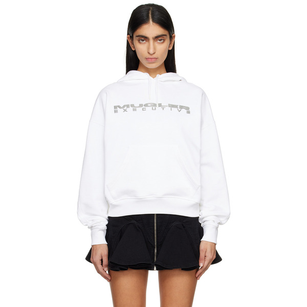  Mugler White Executive Hoodie 
