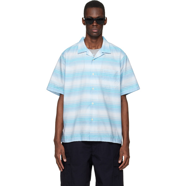  Nanamica Blue Open Collar Pique S/s Shirt 