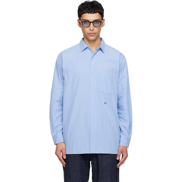  Nanamica Blue Regular Collar Wind Shirt 