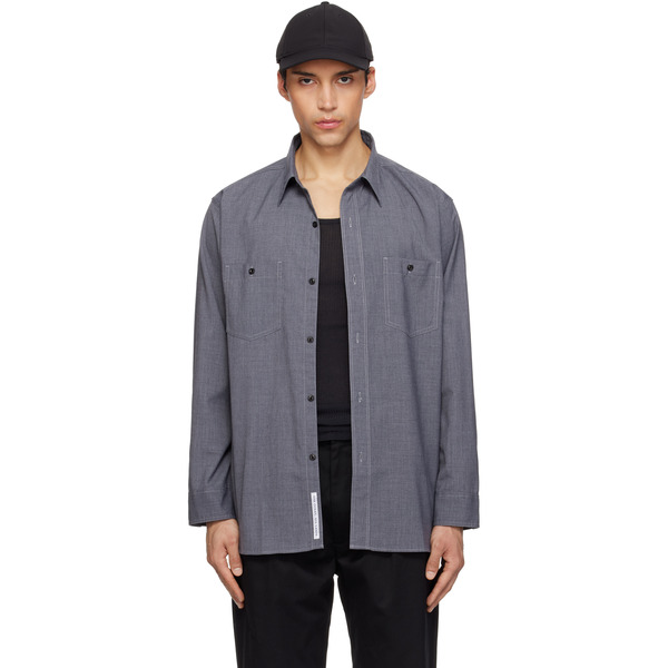  Nanamica Gray Polyester Wool Field Shirt 
