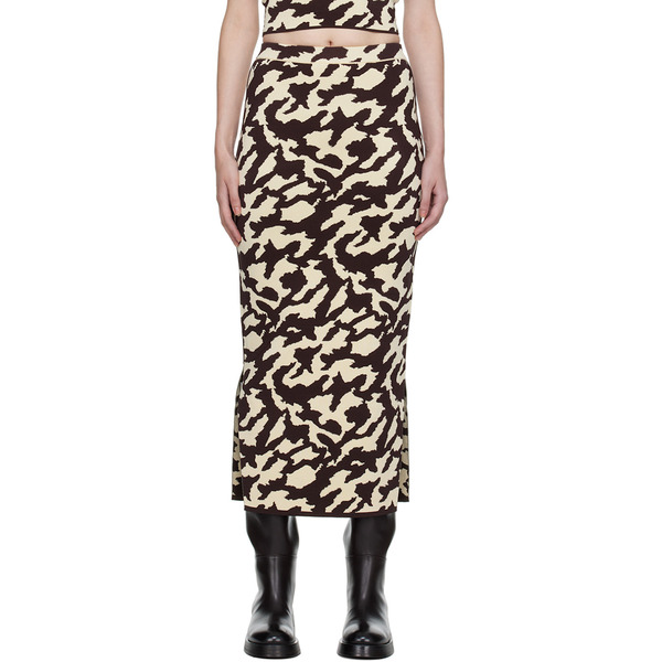  Nanushka Brown & Off-white Jenny Midi Skirt 